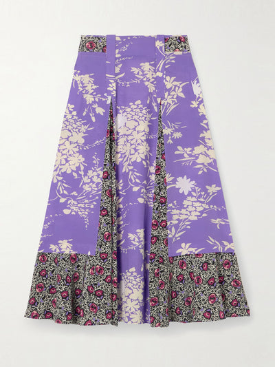 Maison Mayle Atalante pleated floral-print silk crepe de chine midi skirt at Collagerie