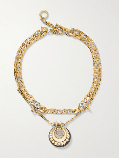 Maison Mayle Luna faux pearl, crystal and gold-plated necklace at Collagerie