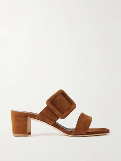 Manolo Blahnik Titubanew 50 buckled suede sandals at Collagerie