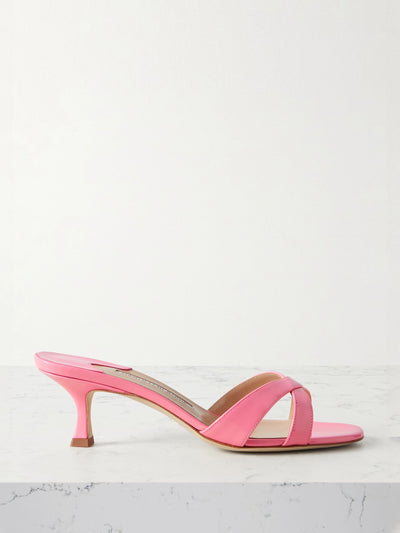 Manolo Blahnik Callamu 50 patent-leather mules at Collagerie