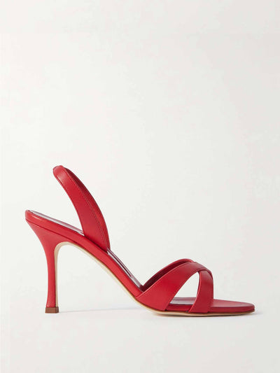 Manolo Blahnik Callasli 90 leather slingback sandals at Collagerie