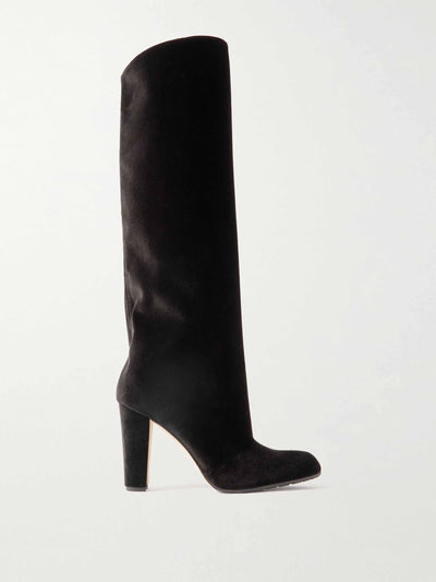 Manolo Blahnik Garder 45 velvet knee boots at Collagerie