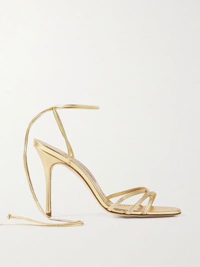 Manolo Blahnik Leva 105 metallic leather sandals at Collagerie