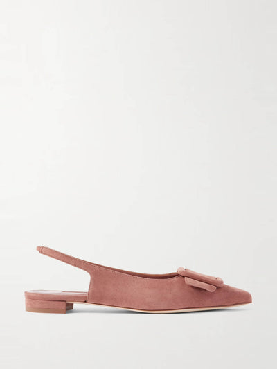 Manolo Blahnik Maylura buckled suede slingback flats at Collagerie