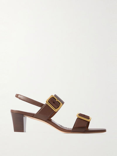 Manolo Blahnik Thalitsli 50 buckled leather slingback sandals at Collagerie