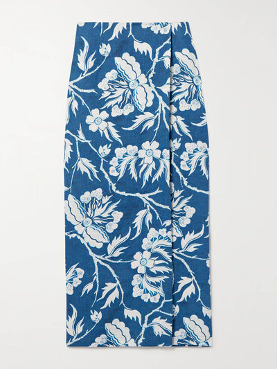 Mara Hoffman Sunja wrap-effect floral-print hemp midi skirt at Collagerie