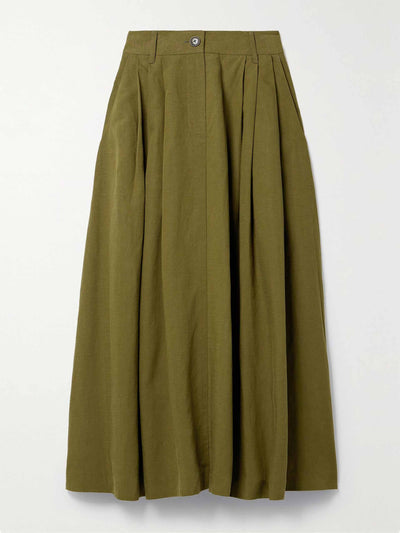 Mara Hoffman Tulay pleated TENCEL™ Lyocell and linen-blend midi skirt at Collagerie