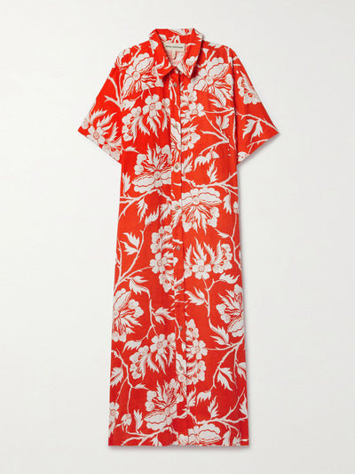 Mara Hoffman Red floral-print midi shirt dress at Collagerie