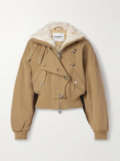 Marant Étoile Oana fleece-trimmed cotton-twill jacket at Collagerie