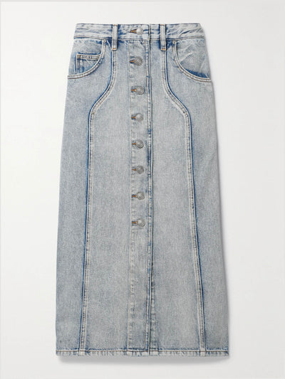 Marant Étoile Vandy paneled denim midi skirt at Collagerie