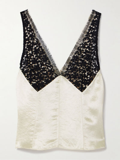 Maria McManus Satin-twill and corded lace camisole at Collagerie