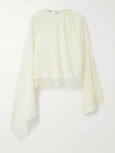 Marie Adam-Leenaerdt Lace-trimmed satin blouse at Collagerie