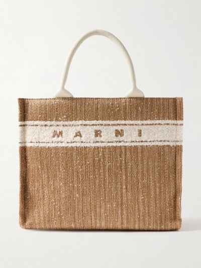 Marni Basket small cotton-blend trimmed raffia tote at Collagerie