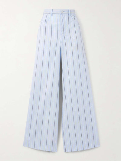 Marni Embroidered striped cotton wide-leg pants at Collagerie