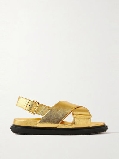 Marni Fussbett metallic leather slingback sandals at Collagerie