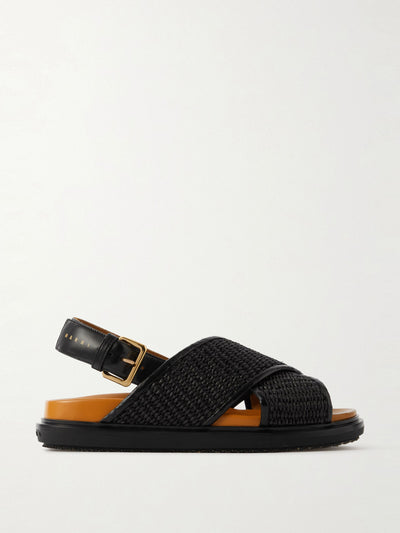 Marni Fussbett raffia and leather slingback sandals at Collagerie