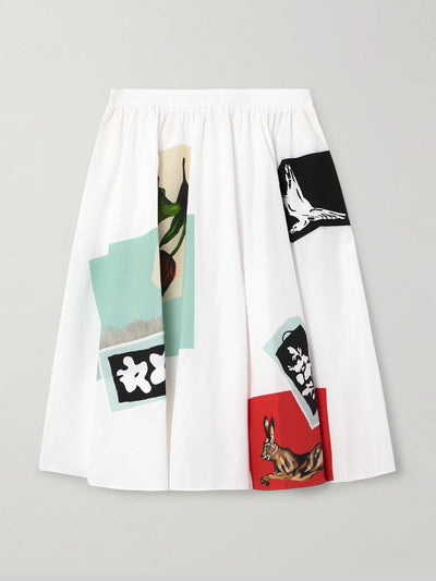 Marni Printed pleated cotton-poplin midi skirt at Collagerie