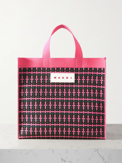 Marni Rubber-trimmed jacquard-knit tote at Collagerie
