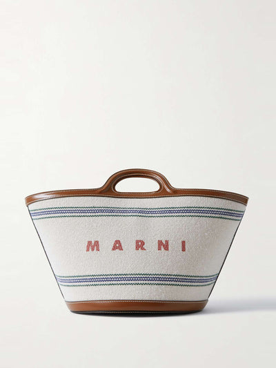 Marni Tropicalia small leather-trimmed embroidered cotton-canvas tote bag at Collagerie