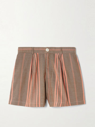 Marrakshi Life Pleated striped cotton shorts at Collagerie