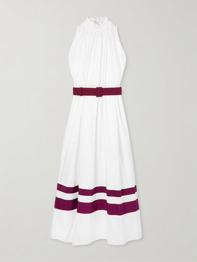 Marta Ferri Camogli grosgrain-trimmed belted cotton-twill midi dress at Collagerie