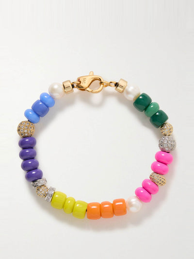 Martha Calvo Optimist gold-plated, crystal, enamel and pearl bracelet at Collagerie