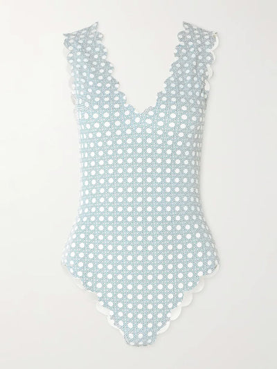 Marysia Charleston reversible scalloped seersucker swimsuit at Collagerie