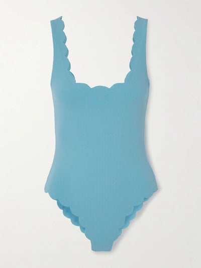 Marysia Palm Springs scalloped seersucker swimsuit at Collagerie