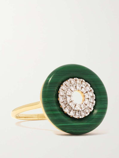 Mateo Donut 14-karat gold, malachite and diamond ring at Collagerie