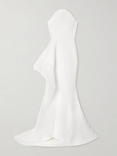 Maticevski Epitome asymmetric strapless tulle-trimmed cady gown at Collagerie