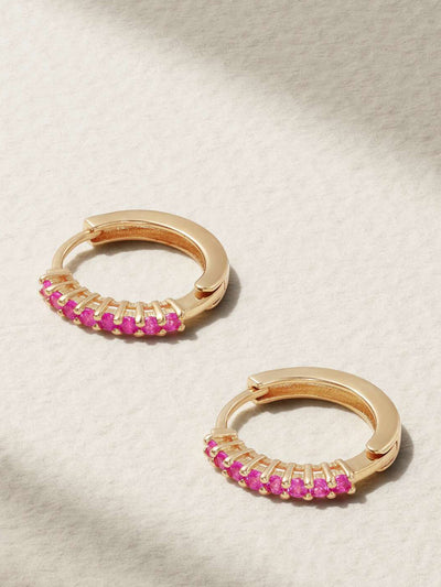 Mateo 14kt gold sapphire hoop earrings at Collagerie