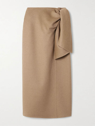 Max Mara Acline knotted camel hair midi skirt at Collagerie