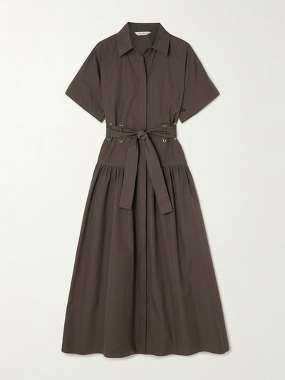 Max Mara Agoraio belted eyelet-embellished cotton-poplin midi dress at Collagerie