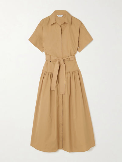 Max Mara Agoraio belted eyelet-embellished cotton-poplin midi shirt dress at Collagerie