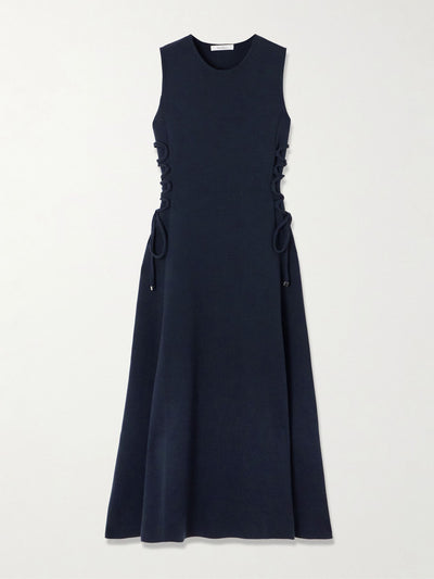 Max Mara Delfi lace-up wool midi dress at Collagerie