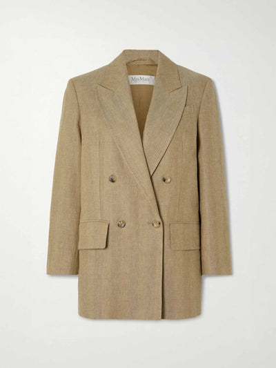 Max Mara Gerla double-breasted herringbone linen blazer at Collagerie