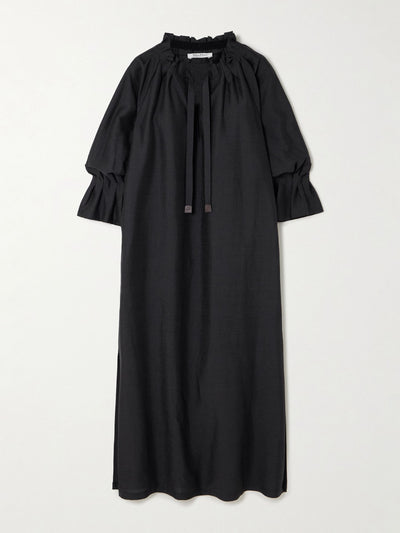 Max Mara Jene tie-detailed ruffled woven midi dress at Collagerie