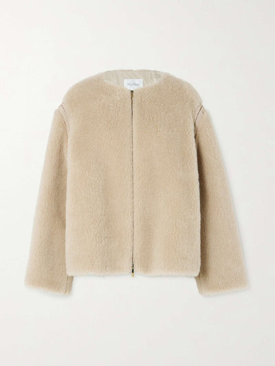 Max Mara Panno grosgrain-trimmed alpaca, wool and silk-blend fleece jacket at Collagerie