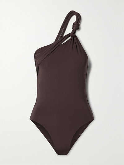 Maygel Coronel Tajiri one-shoulder knotted swimsuit at Collagerie