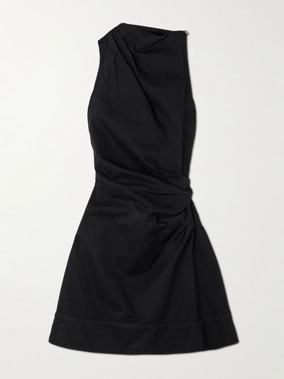 McQueen Gathered denim mini dress at Collagerie