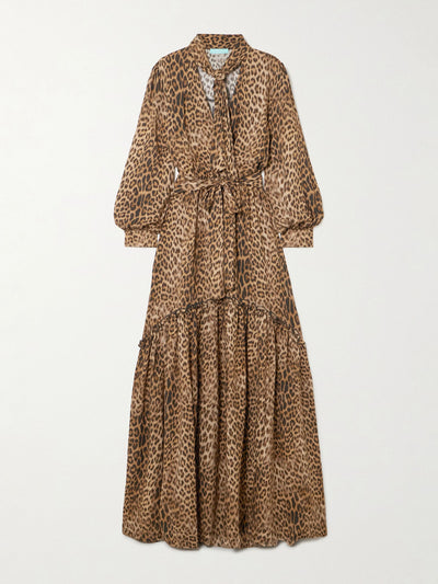 Melissa Odabash Skylar scarf-detailed belted printed crepe maxi dress at Collagerie