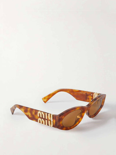 Miu Miu Glimpse oval-frame tortoiseshell acetate sunglasses at Collagerie