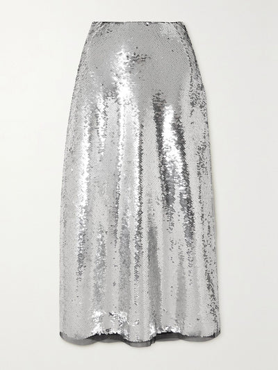 Molly Goddard Lyra sequined tulle midi skirt at Collagerie