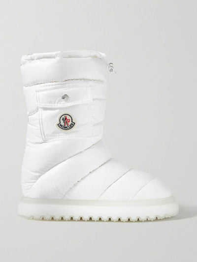 Moncler White quilted shell boots at Collagerie