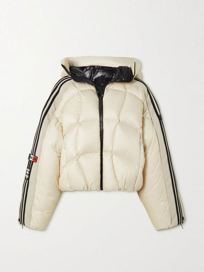 Moncler Genius Cropped striped quilted shell down jacket at Collagerie