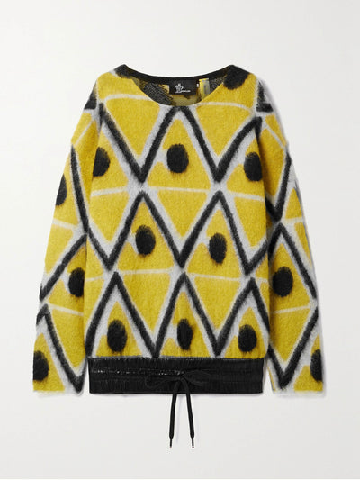 Moncler Grenoble Oversized shell-trimmed jacquard-knit mohair-blend sweater at Collagerie