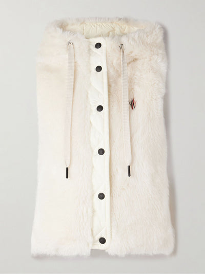 Moncler Grenoble Arve hooded plush and quilted shell vest at Collagerie