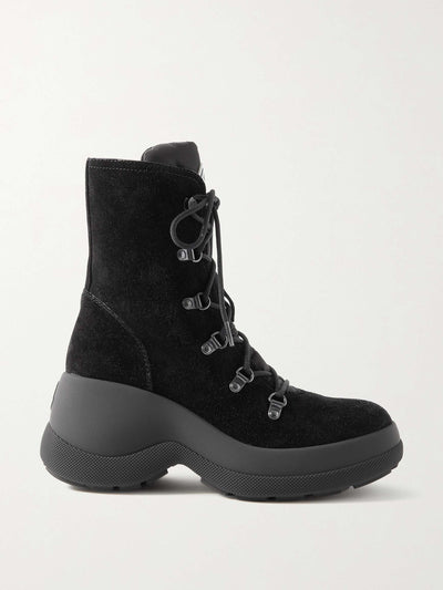 Moncler Resile Trek shell-trimmed suede ankle boots at Collagerie