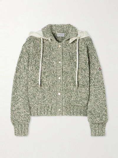 Moncler Hooded cotton-blend cardigan at Collagerie