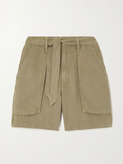 Mother Khaki belted shorts at Collagerie